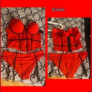 lingerie 2 pieces stretchable fabric/ back corset type design 🧚🏻♀️
